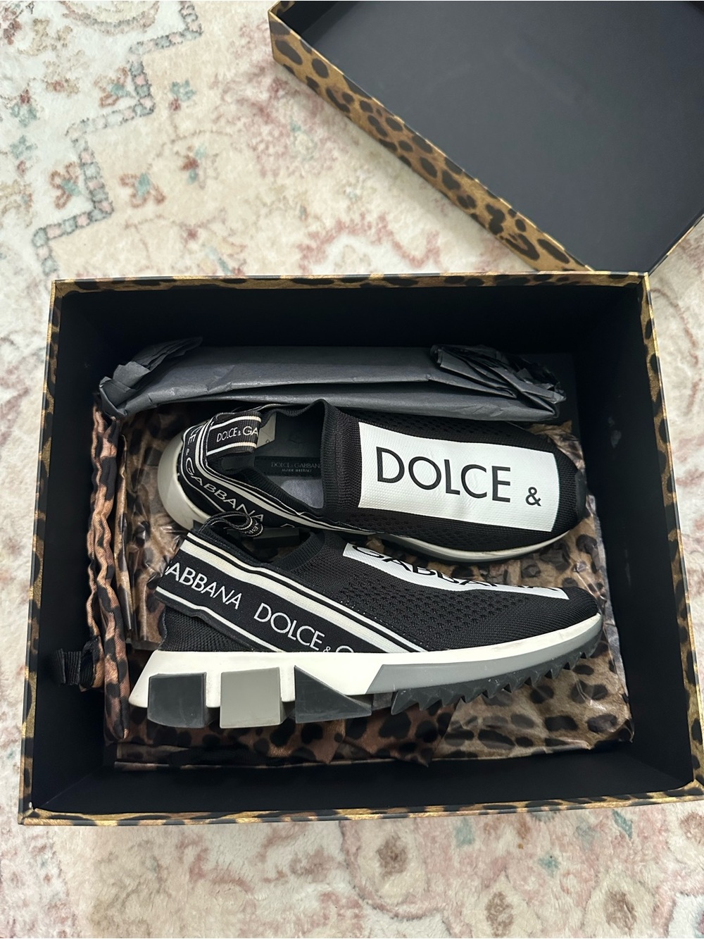 Dolce and Gabbana sorrento black and white slip on sneakers